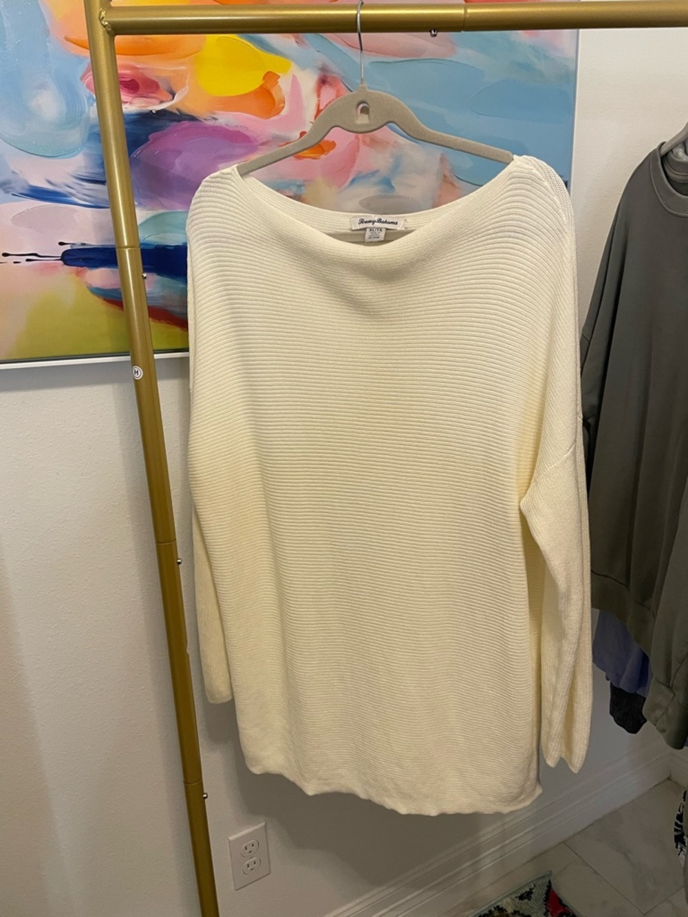 Tommy Bahama Cream Ribbed Boatneck Sweater